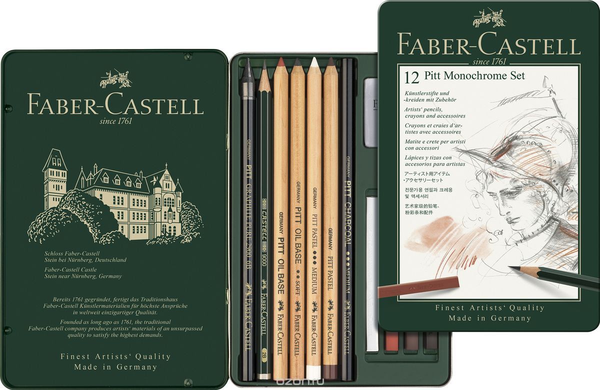 Faber-Castell   Pitt Monochrome Set 12 