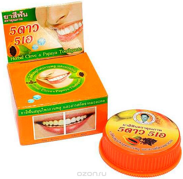 5 Star Cosmetic травяная отбеливающая зубная паста с экстрактом Папайи