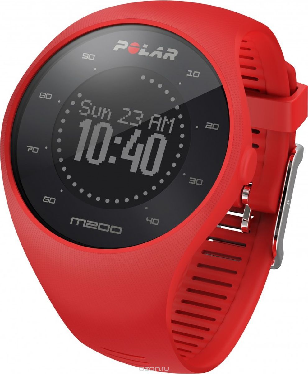 GPS-часы для бега Polar "M200", с датчиком сердечного ритма на запястье, цвет: красный. Размер M/L